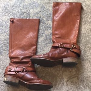 Coach brown leather boots Natale size 10
